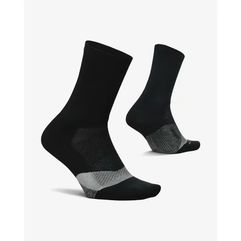 Feetures Elite Light Cushion Mini Crew Socks Men XL Black Stretch Sports BUU1121